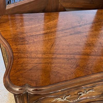 Vintage White Furniture French Provincial Style Walnut Bombe Accent Chest