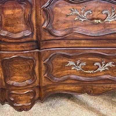 Vintage White Furniture French Provincial Style Walnut Bombe Accent Chest