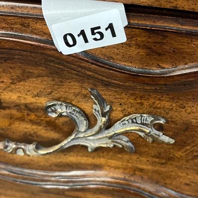 Vintage White Furniture French Provincial Style Walnut Bombe Accent Chest
