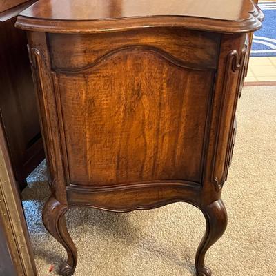 Vintage White Furniture French Provincial Style Walnut Bombe Accent Chest