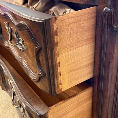 Vintage White Furniture French Provincial Style Walnut Bombe Accent Chest