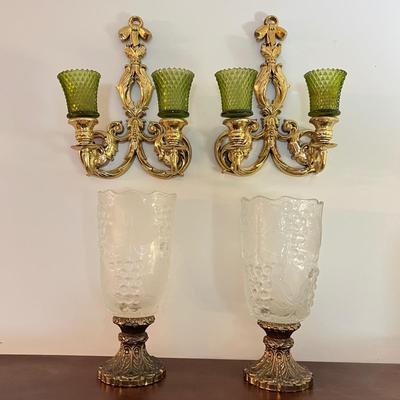 Decorative Candle Glass Holders Sconces Lot
