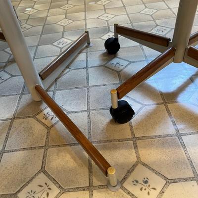 Vintage Oval Kitchen Table & Chairs - Chrome, Wood