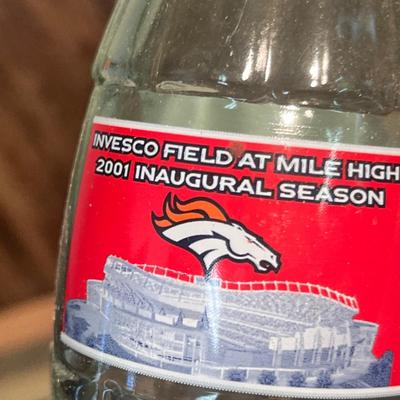 Lot 9 Vintage Broncos Coke Bottles in case
