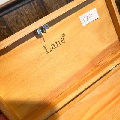 Lot 10 Lane Cedar Chest jewelry box w/ pin