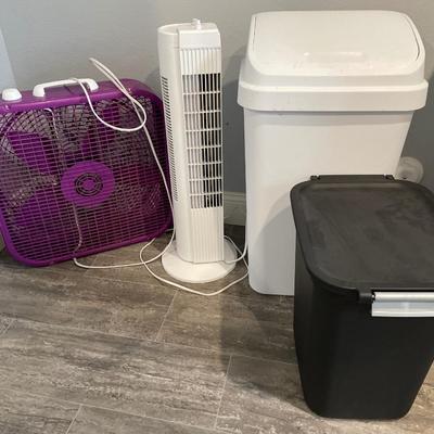 Fans and garbage cans