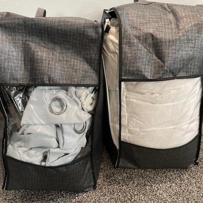 Storage bags with down comforter and drapes