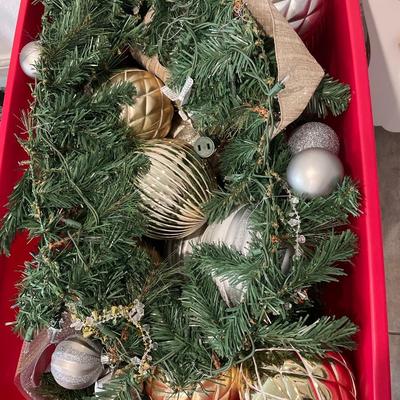Decorative sleds and outdoor garland