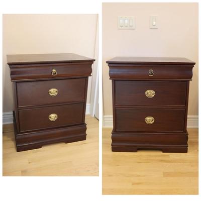 Pair of Three Drawer Mahogany Night Stands