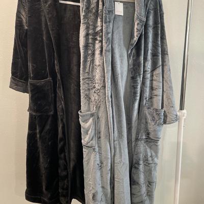 2 fuzzy robes with hoods