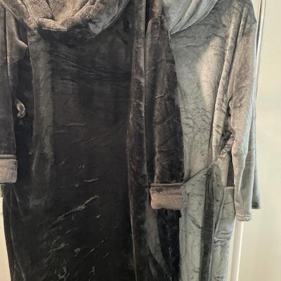 2 fuzzy robes with hoods