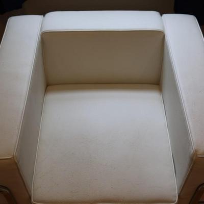 White Faux Leather Arm Chair - 2 of 2 (See Details)