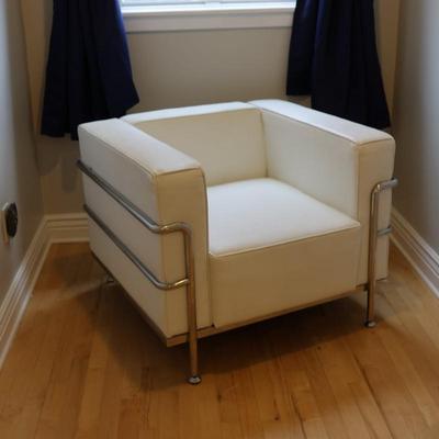White Faux Leather White Accent Club Chair (1 of 2)