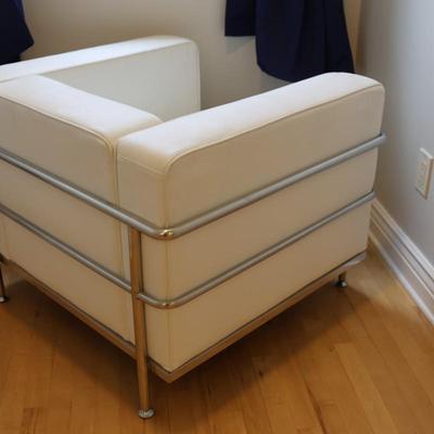 White Faux Leather White Accent Club Chair (1 of 2)