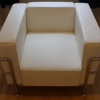 White Faux Leather White Accent Club Chair (1 of 2)
