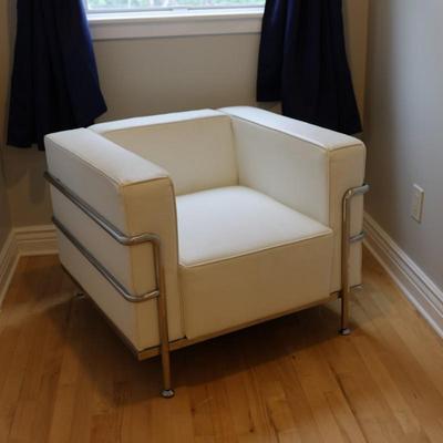 White Faux Leather White Accent Club Chair (1 of 2)