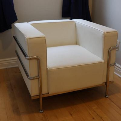 White Faux Leather White Accent Club Chair (1 of 2)