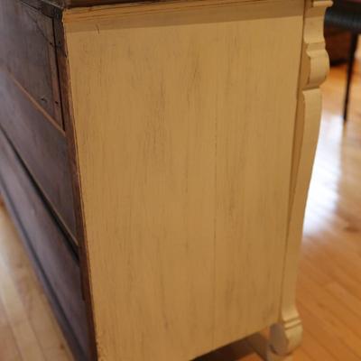 Vintage White Painted Buffet with Decorative Carvings