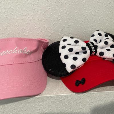 Minnie and Mickey with visors