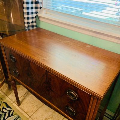 LOT 1: Vintage/ Antique Wood Two Drawer Buffet