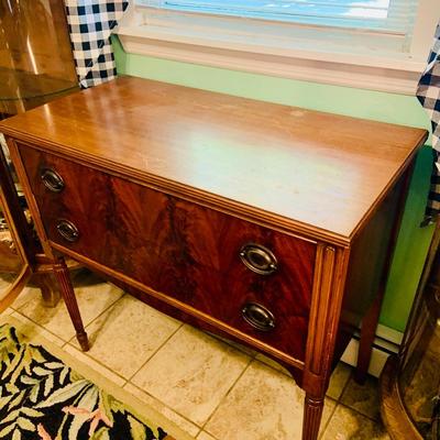 LOT 1: Vintage/ Antique Wood Two Drawer Buffet