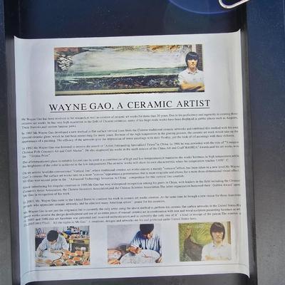 Framed Ceramic Koi Fish Wall Art by Wayne Gao – Set of 2 with Artist Bio