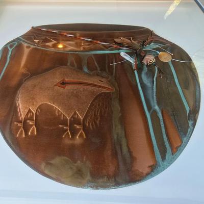 Framed Copper Wall Art by Oberkirsch Designs – Native American Bear Pottery Theme