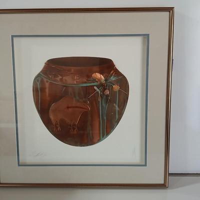 Framed Copper Wall Art by Oberkirsch Designs – Native American Bear Pottery Theme