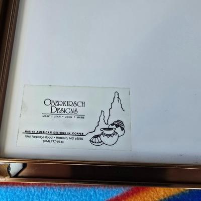 Framed Copper Wall Art by Oberkirsch Designs – Native American Bear Pottery Theme