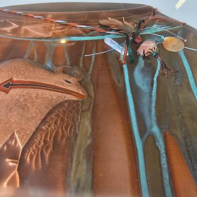 Framed Copper Wall Art by Oberkirsch Designs – Native American Bear Pottery Theme