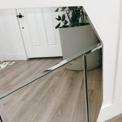 Vintage 1980’s Art Deco Frameless Octagonal Wall Mirror
