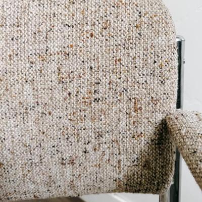 SARATOGA SPRINGS PICK UP - Vintage Mid Century 1970’s Natural Flecked Tweed Upholstered Armchair w/Chrome Frame
