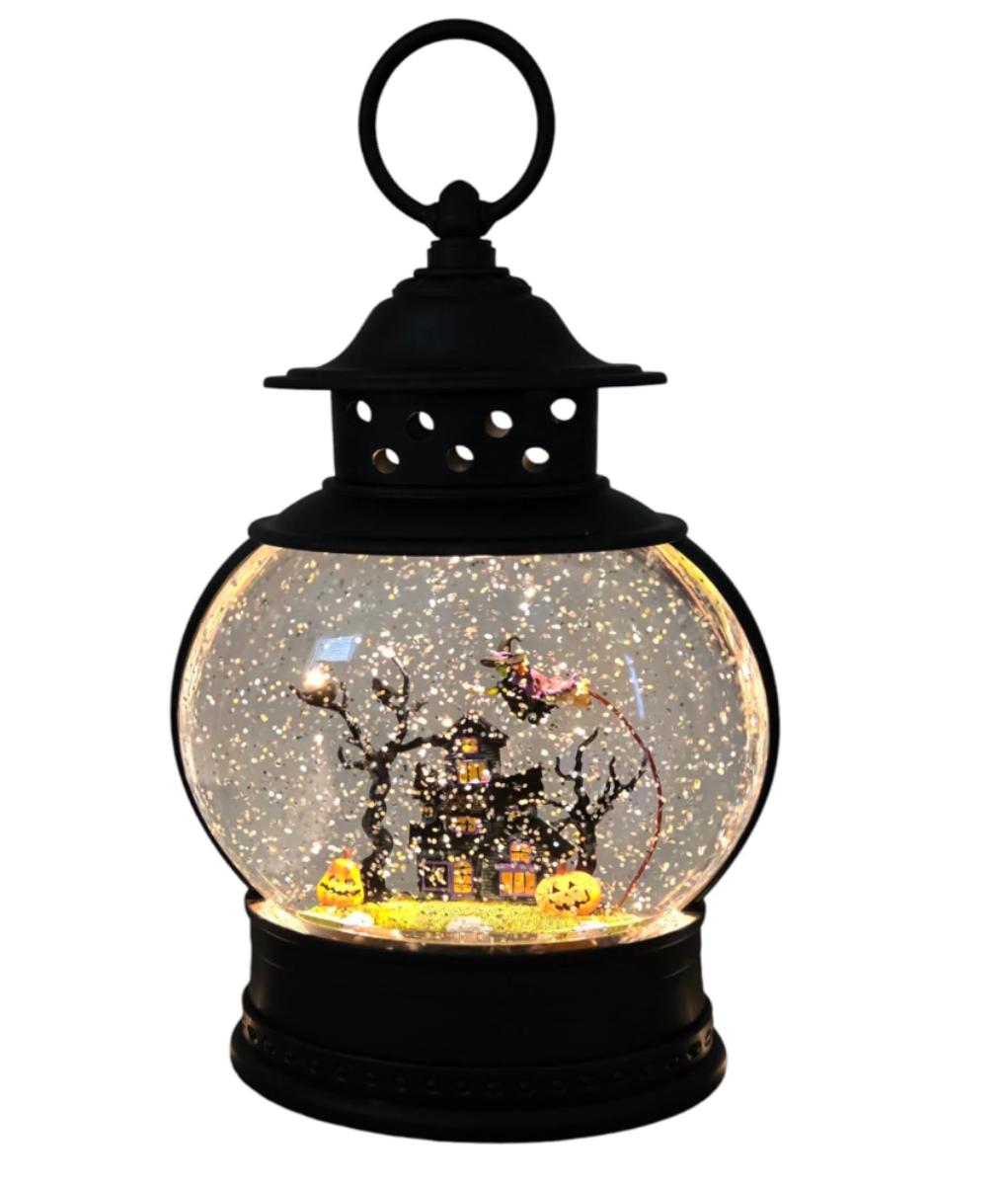 Halloween Water Lantern Snow Globe with Swirling Glitter-Haunted House ...