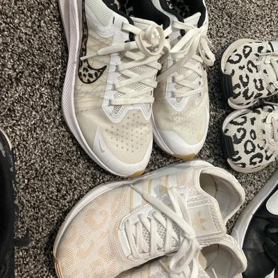 Leopard print and solid, black ladies Adidas and Nike