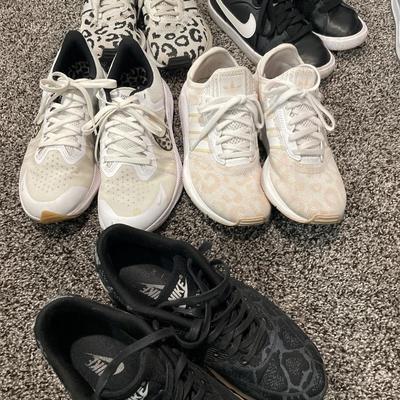 Leopard print and solid, black ladies Adidas and Nike