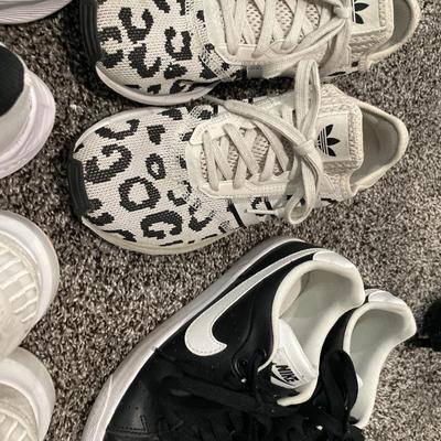 Leopard print and solid, black ladies Adidas and Nike