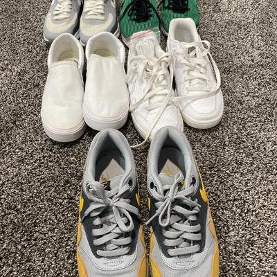 White, and grey with green nikes