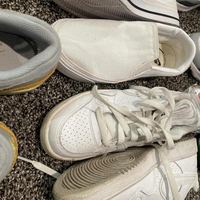 White, and grey with green nikes