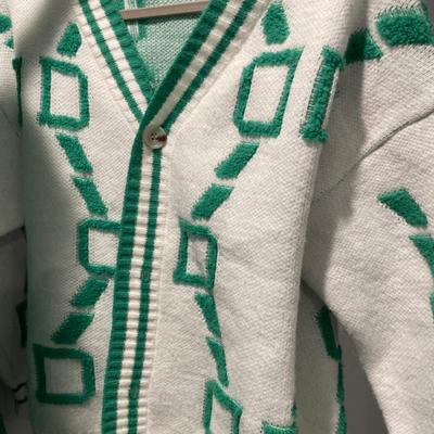 Fun Kelly green sweaters and pants