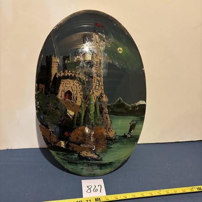 Castle In Belgium Painted on Domed Glass