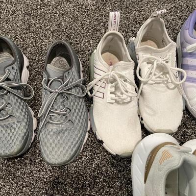9 pairs of shoes including tote