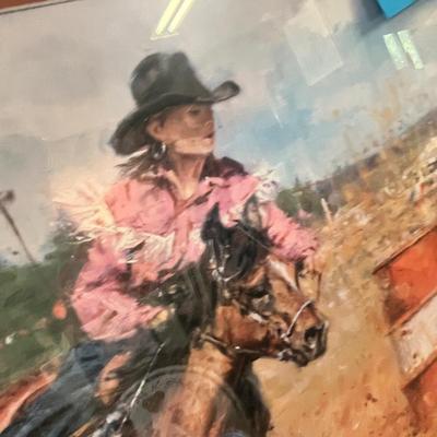 Lot 50 Large framed Barrel Racing Print
