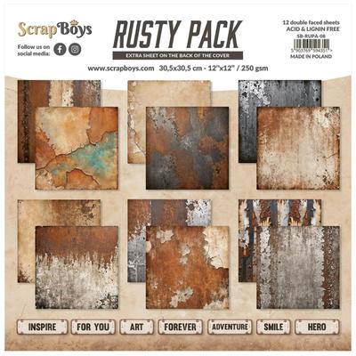 ScrapBoys Rusty 12" x 12" Pack Scrapbook Cardmaking 12 Double Faced Acid & Lignin Free Sheets of Paper - Made in Poland