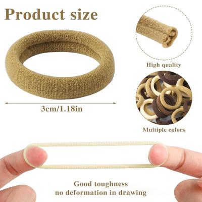 30Pcs Kids Hair Ties, 1 Inch Cotton Baby Hair Ties for Girls and Kids, Brown Seamless Hair Bands