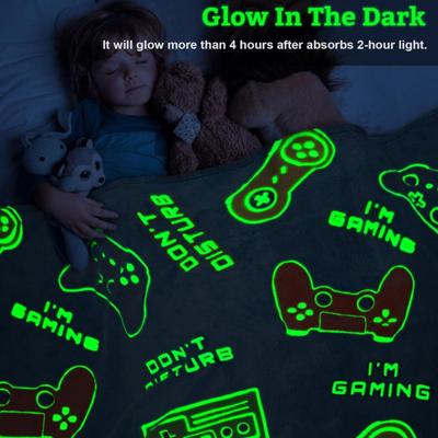 50" x 60" Glow in The Dark Gamer Gaming Blanket Gifts Toys for Kids Boys 1-14 Years Old Gift Toddler Teens Boyfriends Game...