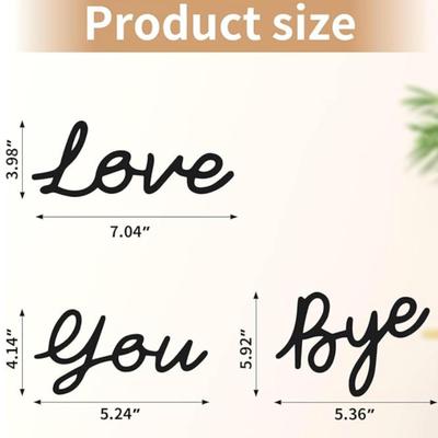 Love You Bye Wood Sign - Express Affection with Charming Boho Wall Decor for Family and Lovers - Damage-Free Installation Included