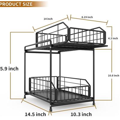 2-Pack Under Sink Organizers and Storage, Kitchen Cabinet Organizer with Sliding Drawer, Upgraded Bathroom Organizer Under Sink, 2 Tier...