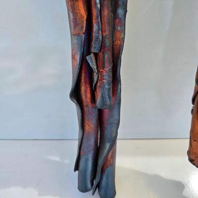 Pair of Raku-Fired Ceramic Wall Sculptures – Abstract Folded Forms with Iridescent Glaze