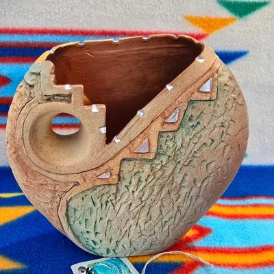 Broken Spirits Collection – Hand-Carved Southwest Pottery Bonnie Greenhouse & Framed Print Set