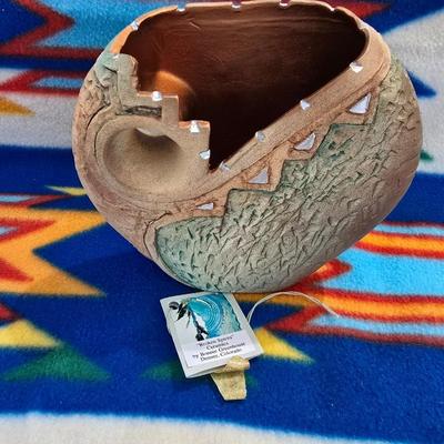 Broken Spirits Collection – Hand-Carved Southwest Pottery Bonnie Greenhouse & Framed Print Set
